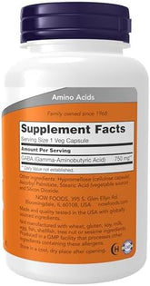 Now Foods Supplements Gaba Gamma Aminobutyric Acid 750mg Neurotransmitter Support 100 Veg Capsules